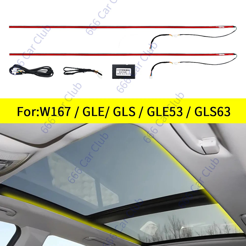 64 Color LED Sunroof Light For Mercedes Benz GLE GLS W167 GLE53 Coupe GLS63 Car Panoramic Skylight Lamp Decoration Ambient Light