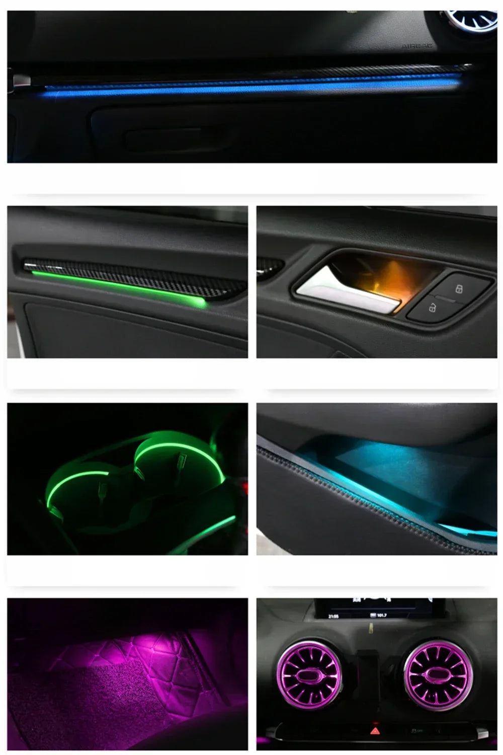 OEM Size 25 Leds Rainbow Kit For Audi A3 8V 8Y S3 RS3 2013+ Decorative Ambient Light Air Vent Atmosphere Lamp illuminated Strip