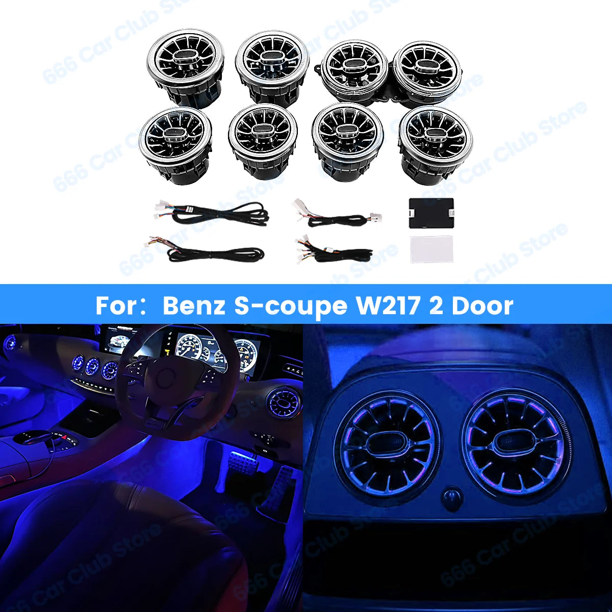 7/64 Colour Air Outlet For Mercedes Benz S-COUPE W217 C217 LED Turbine Outlet Nozzle Dashboard Vents Lnterior decorative lights