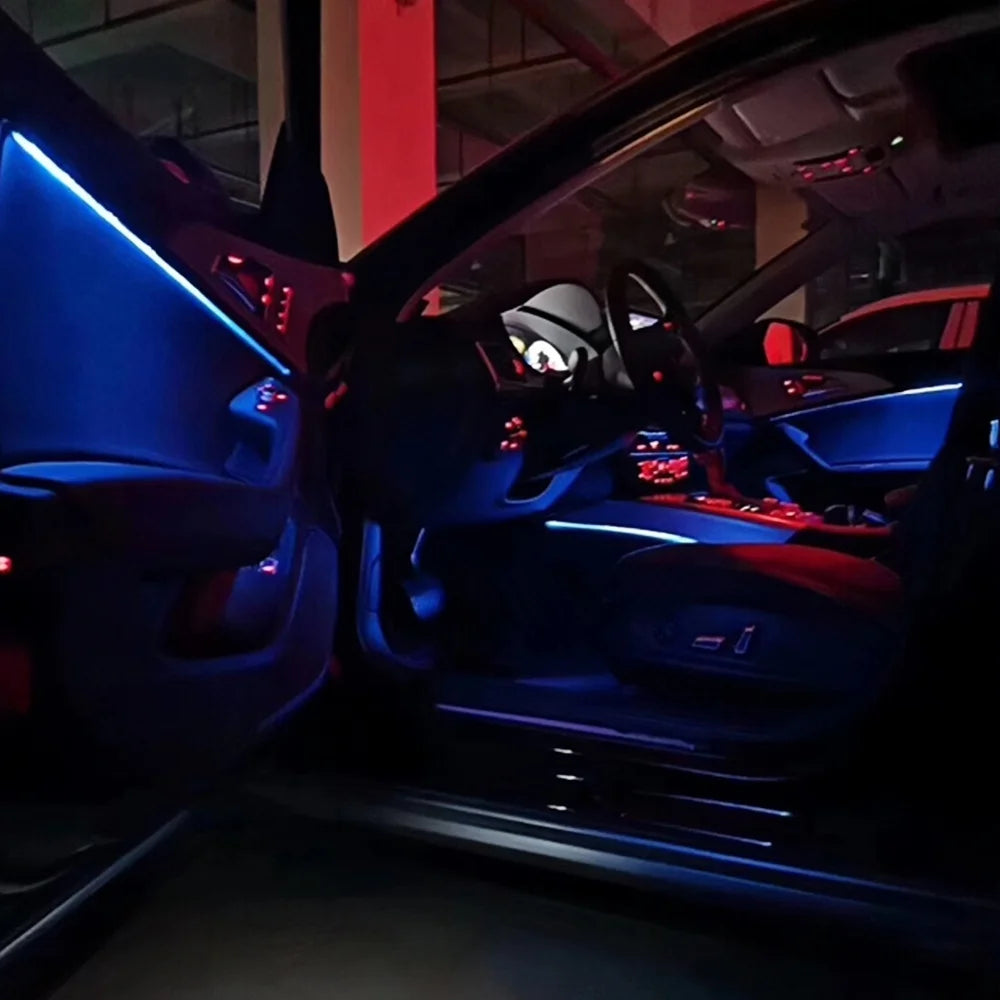 21 Colours LED Ambient Light For Audi A6 C7 2012-2018 Car Indoor Decoration Atmosphere Lamp MMI Bluetooth APP Control Refit Part