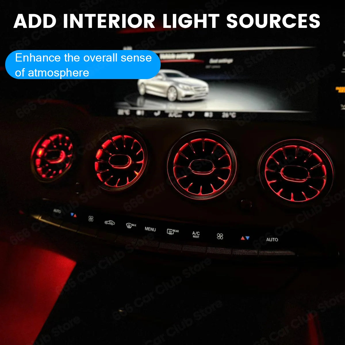 7/64 Colour Air Outlet For Mercedes Benz S-COUPE W217 C217 LED Turbine Outlet Nozzle Dashboard Vents Lnterior decorative lights