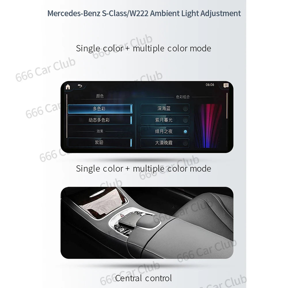 7/64 Colours LED Air Vent For Mercedes Benz W222 S-Class S350 S450L S500 S560 Interior Ambient Ligh RGB Turbine Nozzles Refit