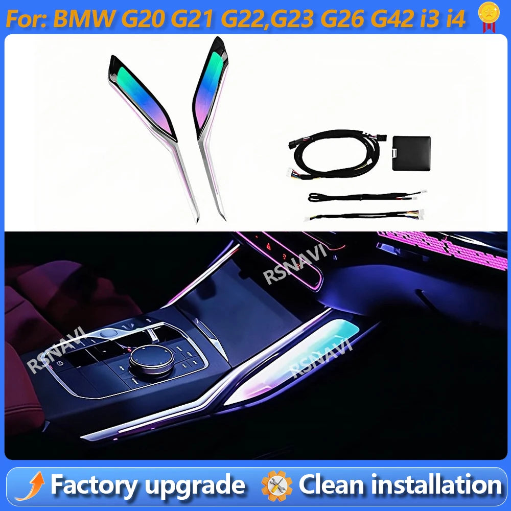 11 Colors LED Crystal Center Ambient Lighting For BMW 3 4 Series i3 G20 G22 G26 G80 G82 Console Saddle Atmosphere Light Interior