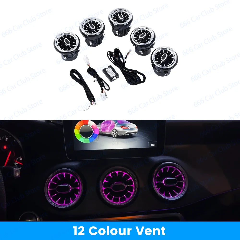 12 Colours LED Ambient Lights For Mercedes-Benz W117 W176 W156 A/CLA/GLA  A45 CLA45 LED Car LED Turbo Style Vent Decoration Lamp