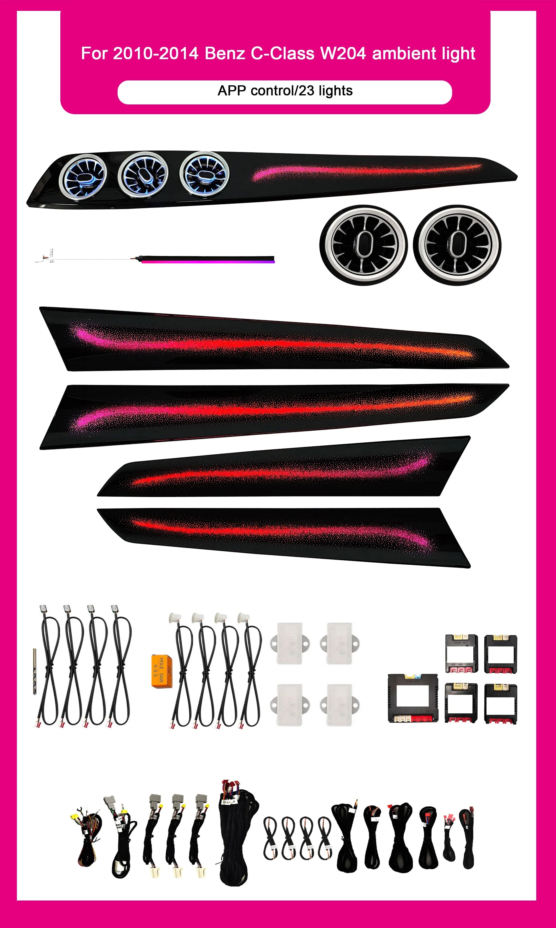 Car LED Atmosphere Light For Mercedes-Benz C-Class W204 2010-2014 Auto Interior 64 Colors Dynamic Symphony Ambient Light