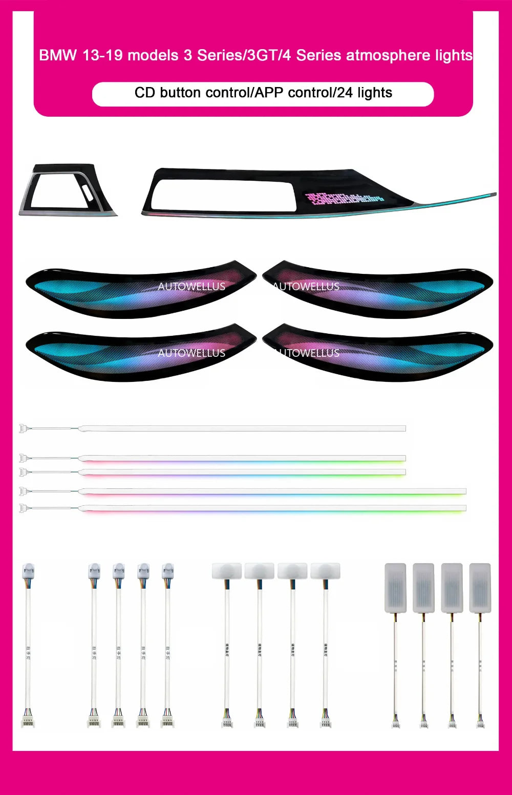 64 Color Dynamic LED Ambient Light for BMW 3 Series 3GT 4 Series F30 F34 F36 Auto Interior Atmosphere Lighting Systems