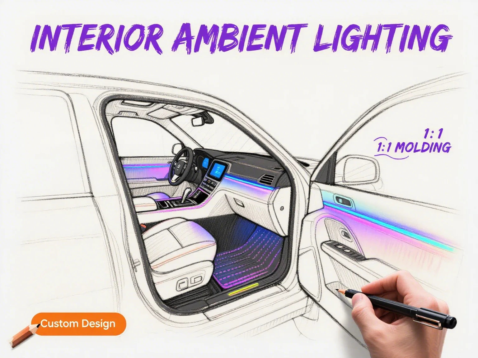 Car 64 Color Ambient Light for Lexus RX 350h 2023-2025 Crystal Dynamic 64 Color LED Atmospheric Light Kit 500h/450h