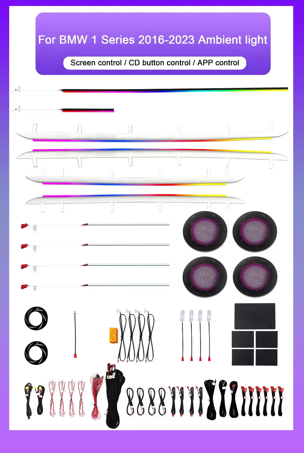64 Colors Car Ambient Light for BMW 1 Series F52 F40 2016-2023 12V LED Lights Bar Auto Interior Atmosphere Lighting Upgrade