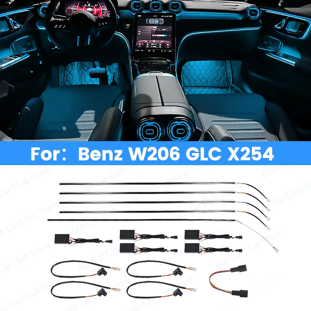 LED 64 Colour Active Style Ambient Lighting For Mercedes Benz C-Class W206 X254 GLC 2022+ Car Instrument Center Console Light