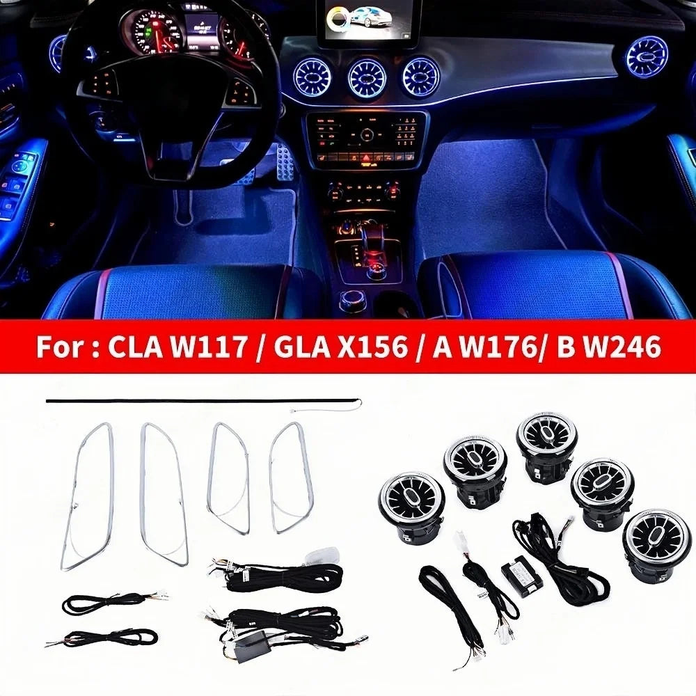 12/256 Colors W117 LED Ambient Light For Mercedes Benz A CLA GLA W176 W156 A45 CLA 45 AMG Bluetooth APP Air Vents Turbine Nozzle