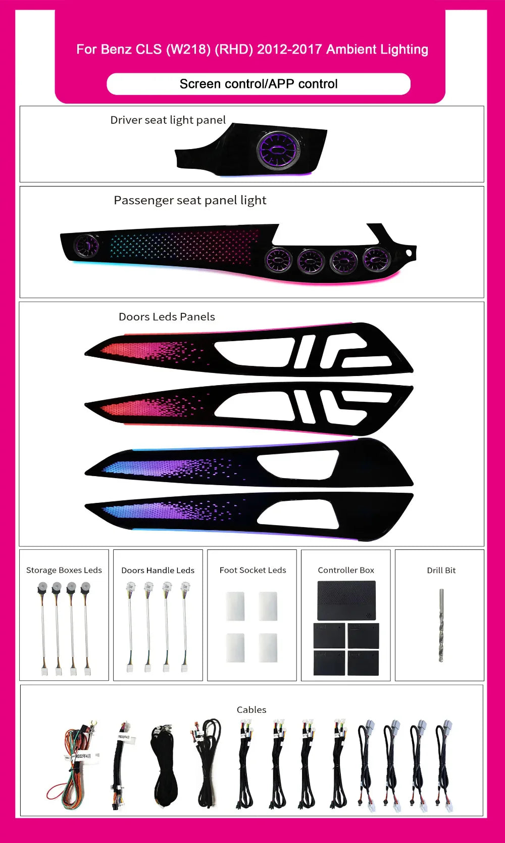 High-Quality 64-LED Interior Ambient Light Kit For Mercedes Benz CLS W218 Symphony Decoration Accessories Atmosphere Light