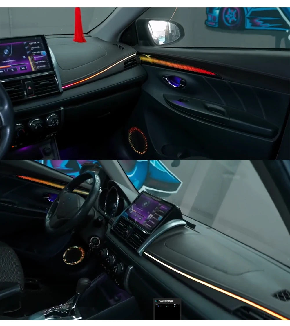 For Toyota Vios/ /Yaris 2014-22 LED dynamic Ambient light Door starry sky trim atmosphere modification Glaxy Rainbow Kit 21Led