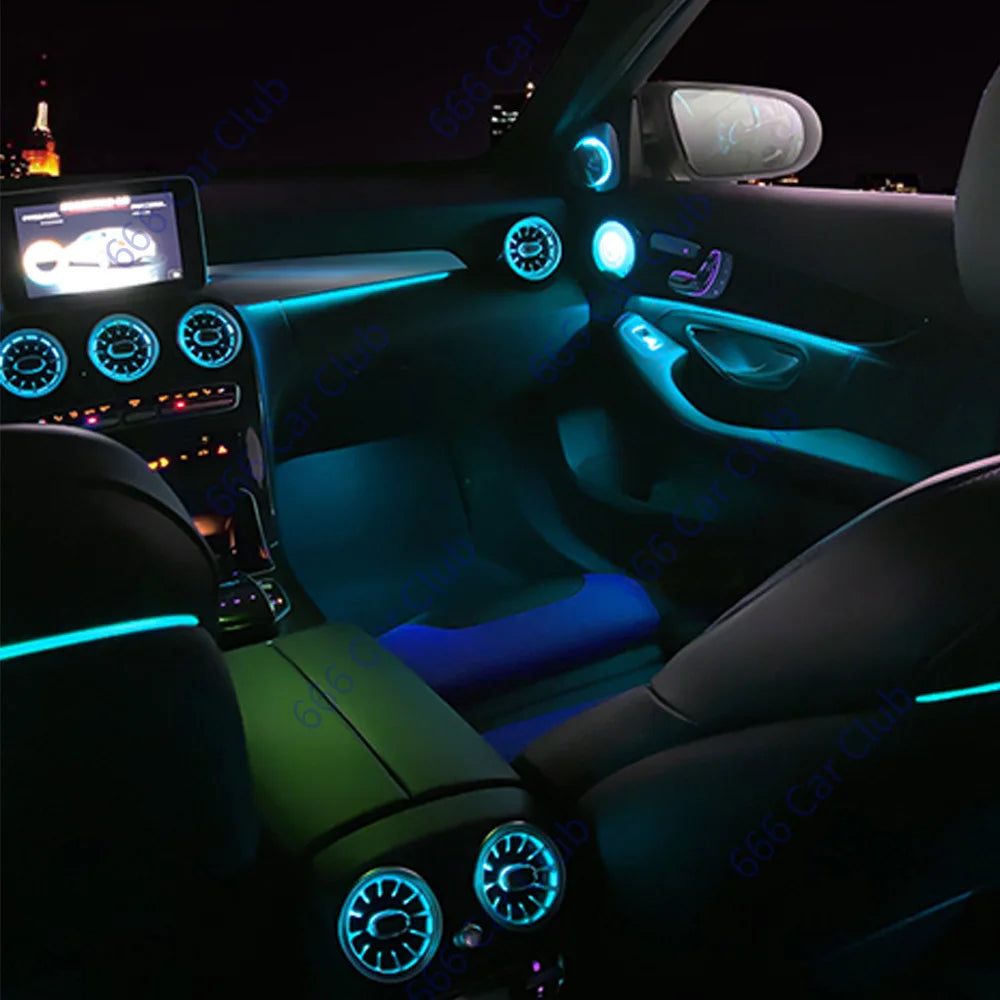 3/12/64 Colour Car LED Ambient Light For Mercedes-Benz C GLC Class Coupe W205 C43 C63 X253 LED Air Vent Speaker Decorative Lamp