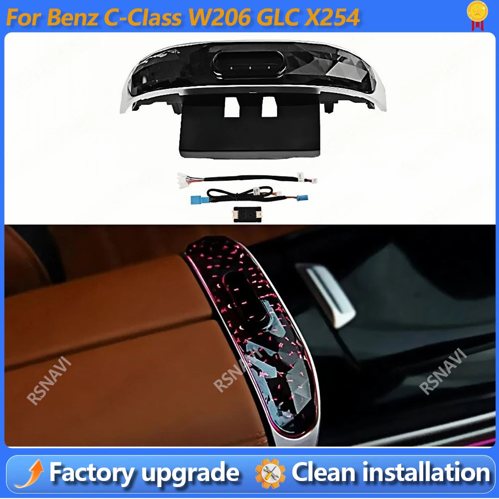 64 Colours LED Center Console Crystal Saddle Light For Mercedes Benz GLC X254 C Class W206 Car Interior Ambient Lights Refit