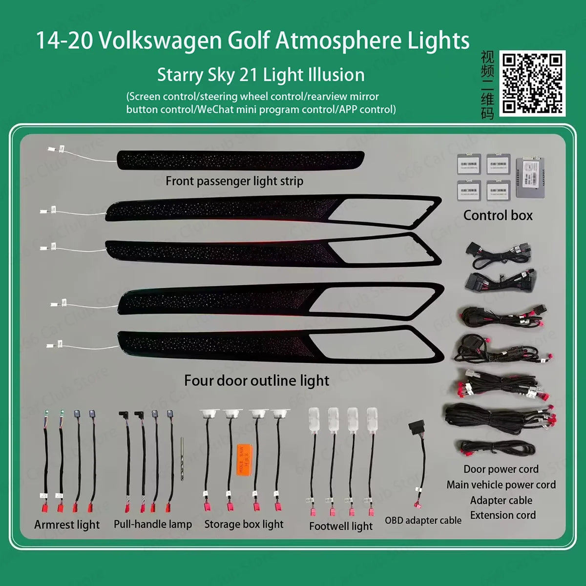 10/30 Colors Ambient Light For Volkswagen Golf 7 GOLF 7.5 MK7 2014-2021Car Instrument Panel Door Decorative Atmosphere Lamp Part