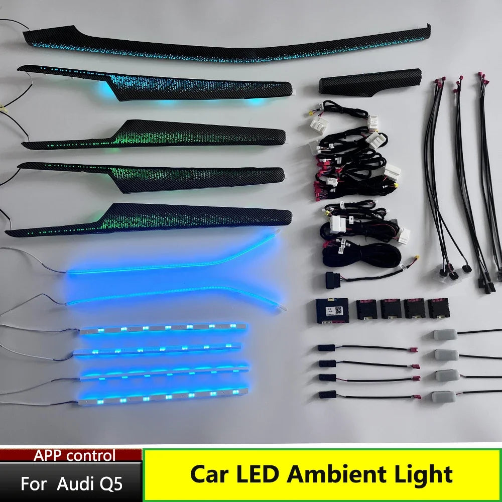 Auto AccessariesAutomotive 1:1 Mold Panel Atmosphere Lighting For Audi Q5 Ambient Light Original Mold Plug & Play MMI Knob APP C