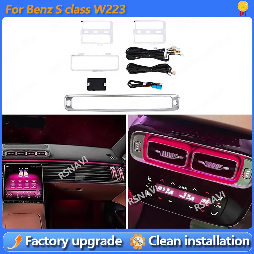 64 Colors Vent Ambient Light For Mercedes Benz S-Class W223 Air Vents LED Outlet Panel Cover Instrument Cover Car Accessories