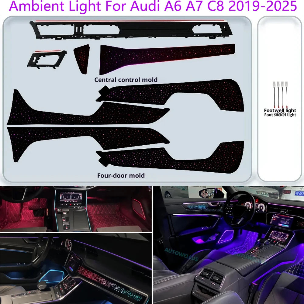 Ambient Light For Audi A6 A7 C8 2019-2025  environmental Backlight Atmosphere Lamp Kit Symphony 256 Colors APP MMI Control