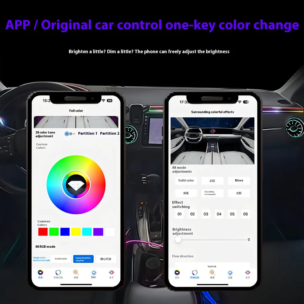 Automotive Inter LED Ambient Light For Honda Vezel 2023-2025 64 color dynamic Atmosphere door Panel Lights Button APP control
