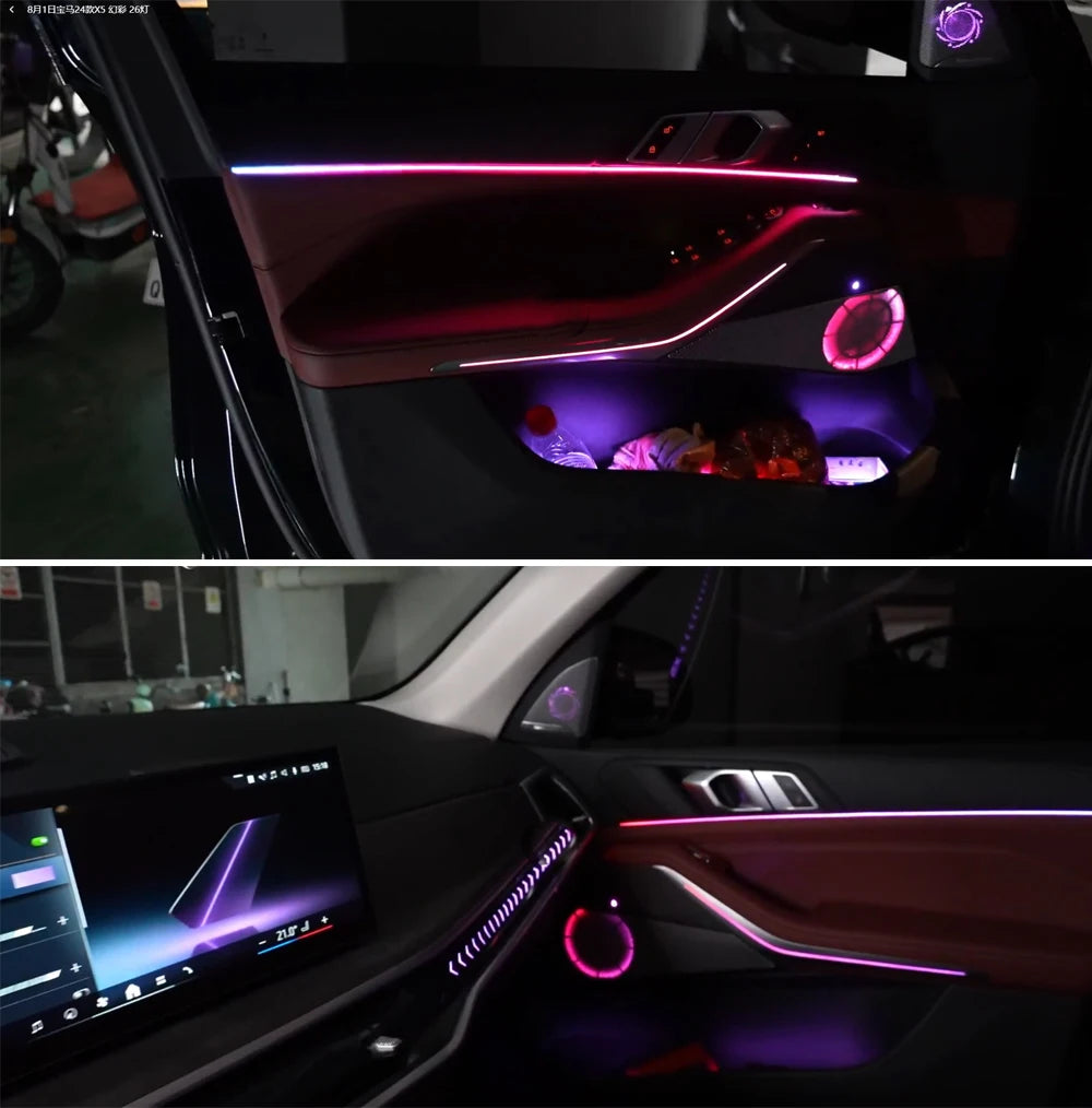 Car Interior Lighting Upgrade LED Ambient Light For BMW X5 X6 G05 G18 Dashboard Strips Four doors light  Storage Boxes Leds