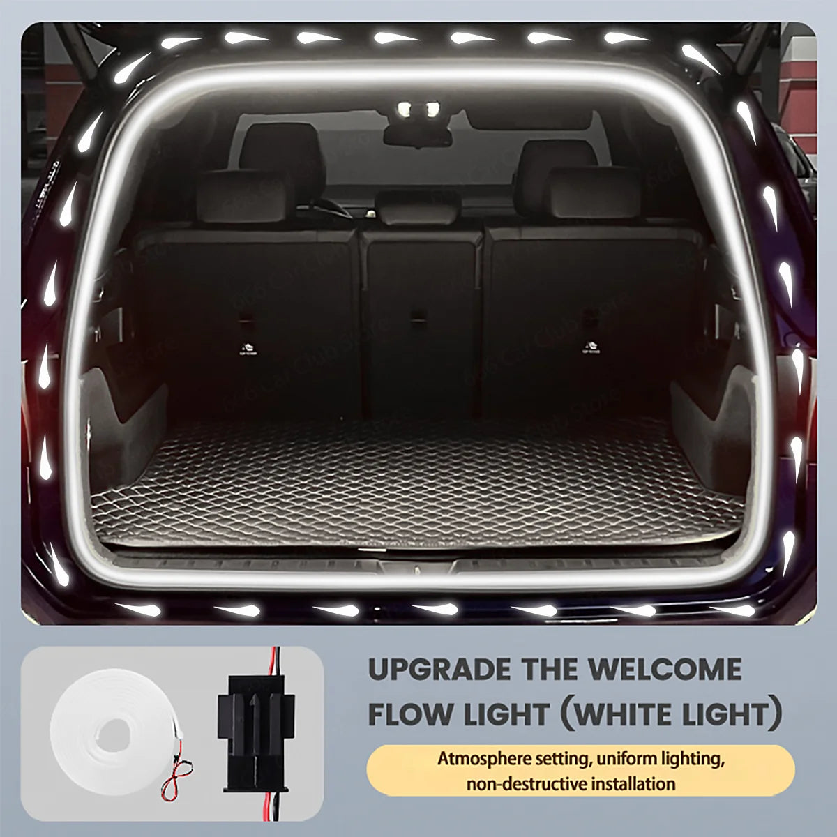 LED Atmosphere Light Mercedes-Benz Trunk Flowing Light Yellow White Tail Box Brightening Car Accessory