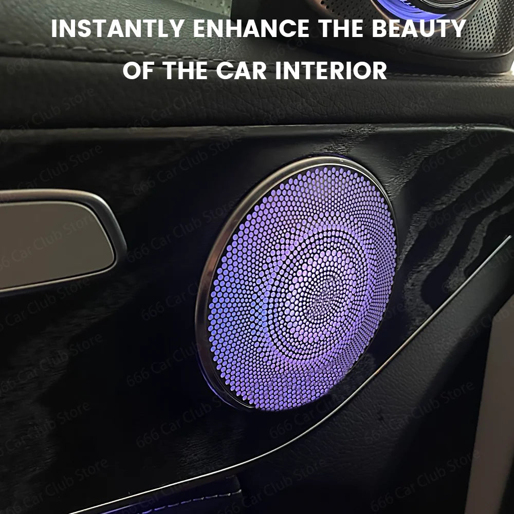 64 Colours LED Car Door Luminous Speaker Cover For Mercedes Benz W205 X253 W213 W238 Coupe Sound Metal Decoratio Ambient Light