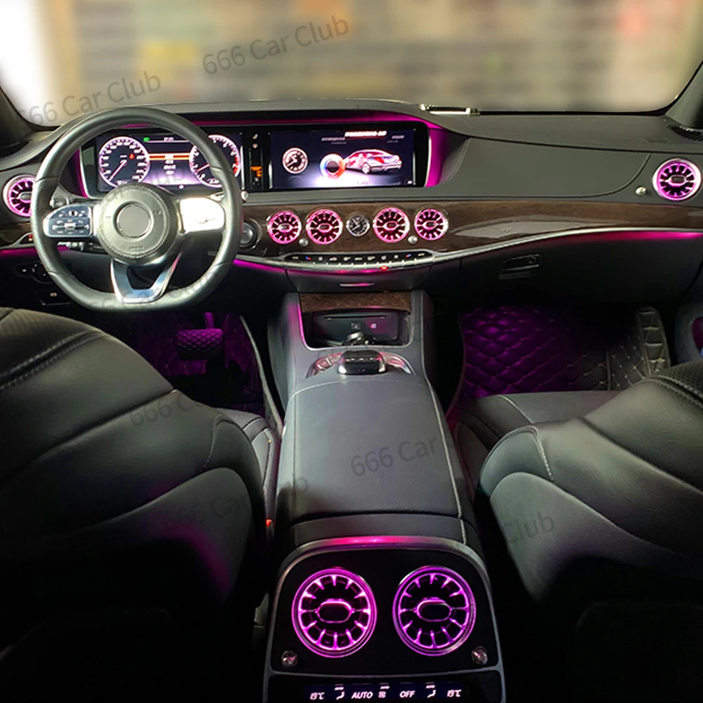 7/64 Color LED Air Vent for Mercedes-Benz S-Class W222 S400 S450 S320 S350 3D/4D Rotary Speaker Interior Decorative Strip