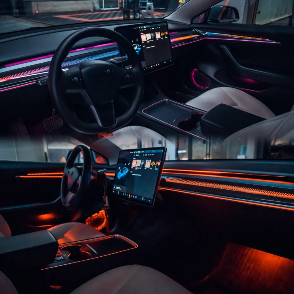 Car Interior Light Kit Upgrade for Tesla Model 3 Model Y 2021-2024 Models Featuring Dynamic Symphony Ambient Lighting