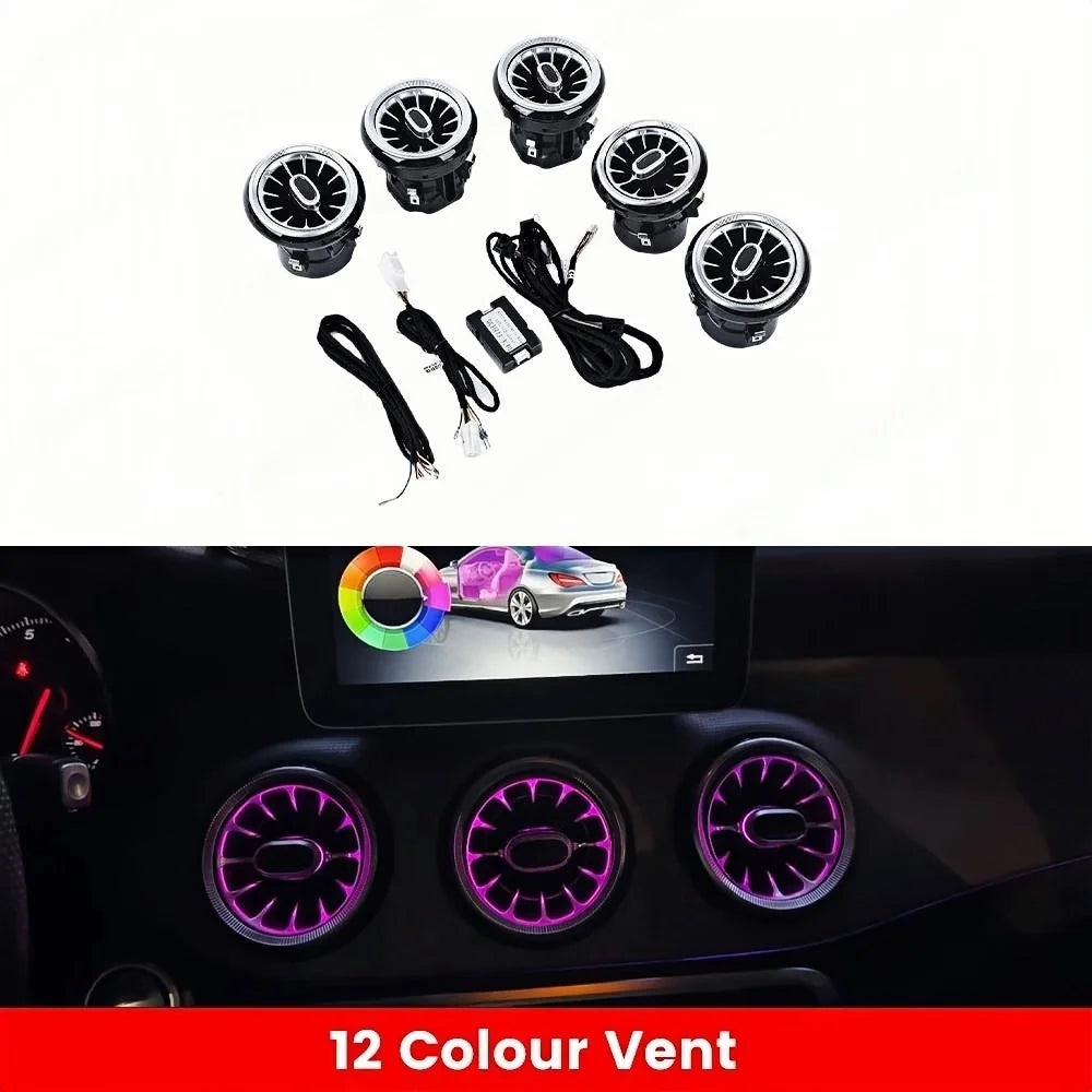 12/256 Colors W117 LED Ambient Light For Mercedes Benz A CLA GLA W176 W156 A45 CLA 45 AMG Bluetooth APP Air Vents Turbine Nozzle