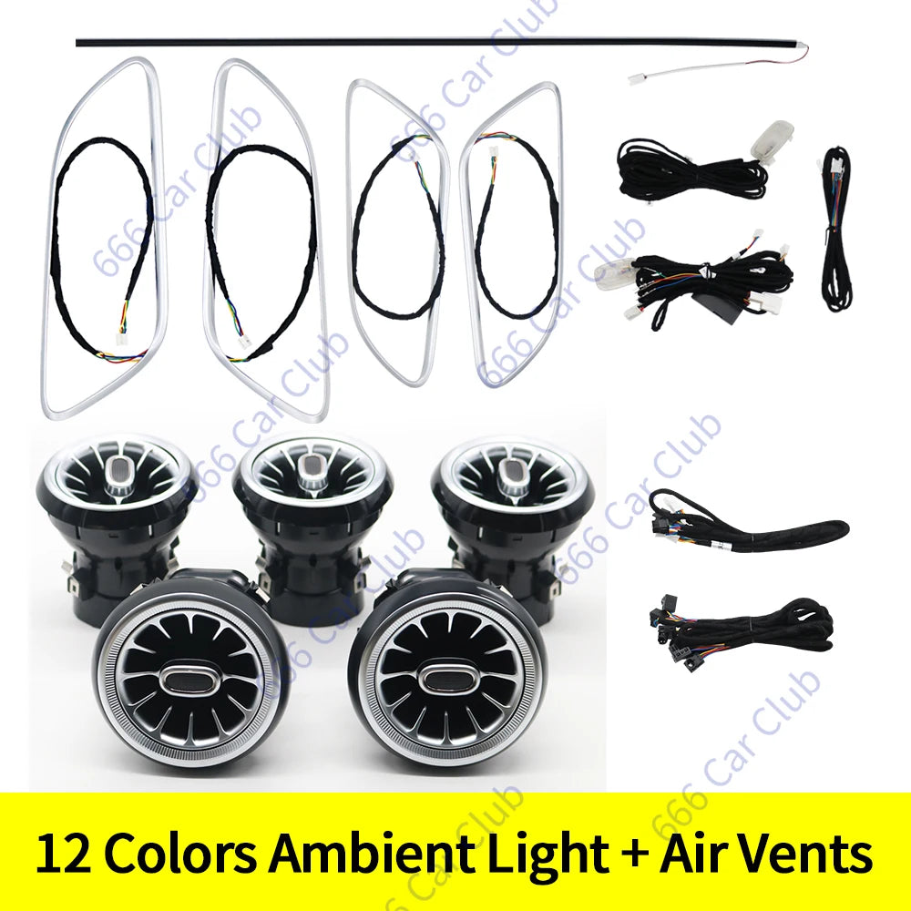 12 Colours Ambient Lights For Mercedes-Benz A/CLA/GLA  W176 W117 W156  A45 CLA45 LED Car Air Vents Turbine Nozzle Decorate Lamp