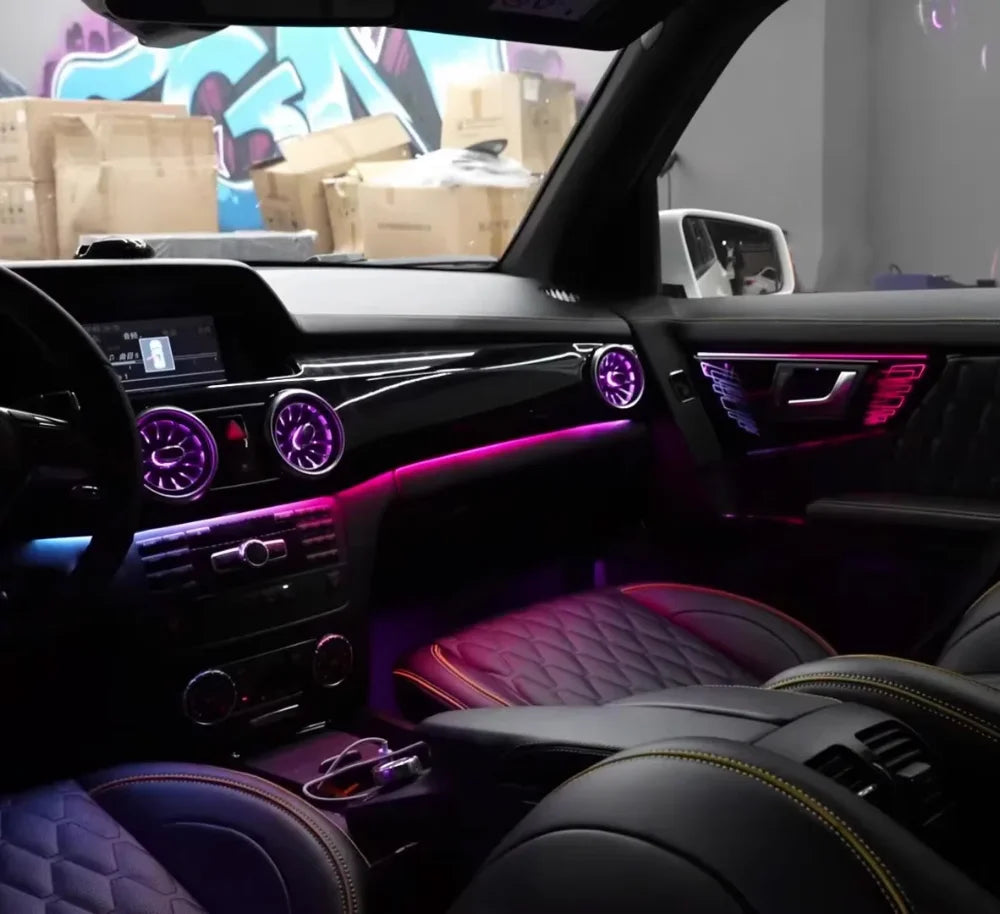 Hot Car LED Ambient Lighting For Mercedes-Benz GLK X204 2008-2015 64-color The Interior Of The Music Air Vents Kit
