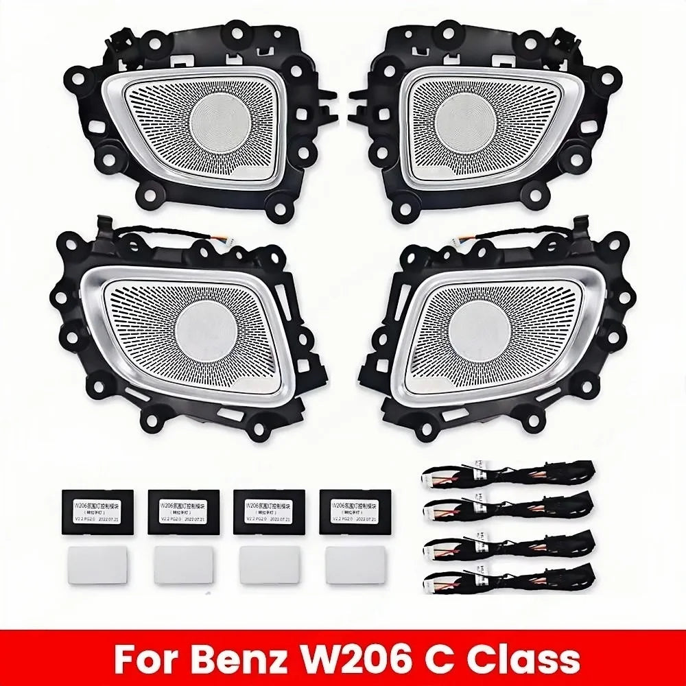 64 Colors LED Metal Speaker Cover Speaker Horn Refit Auto Parts Decorative Lamp for Mercedes Benz C-class GLC W206/X254 Car