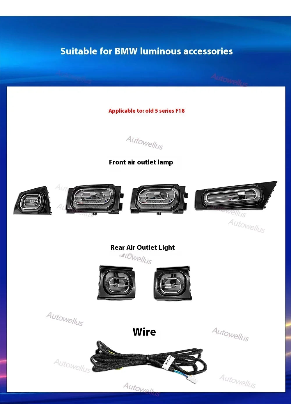 Auto Accessaries64-Color Dynamic Car Interior Ambient Light Kit For BMW F10 - Door Panel & Environment Lighting System With Turb