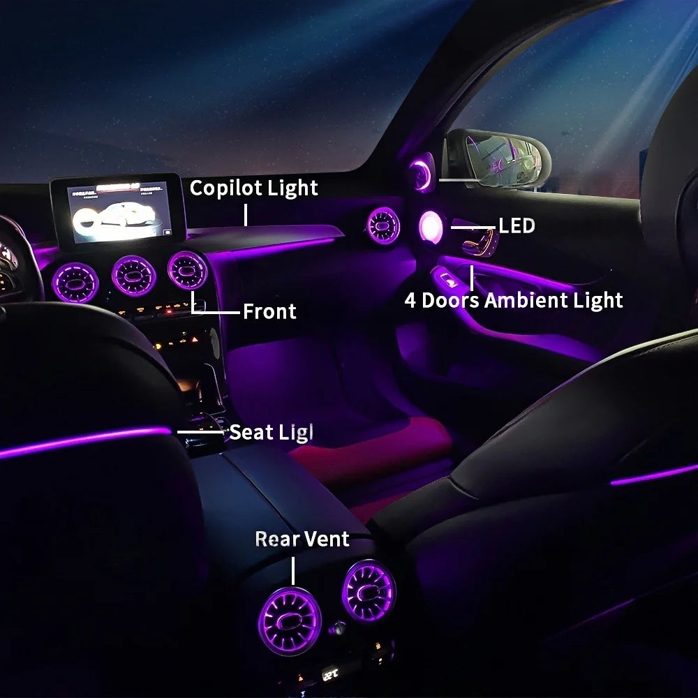 Ambient Light 3/12/64 Colours For Mercedes-Benz C/GLC Class Coupe W205 C43 C63 X253 LED Vents Speaker Decorative Light Retrofit
