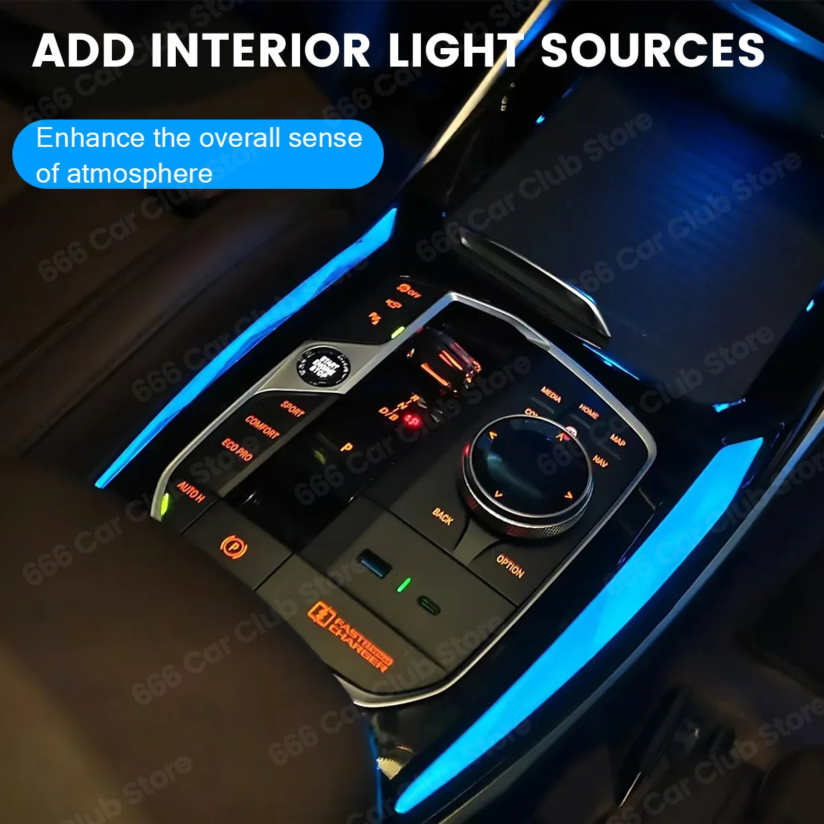 11 Colours  LED Crystal Center Console Saddle Light For  For BMW X3 X4 IX3 G01 G02 2022-2025 New  Decorative Lamp Ambient Light