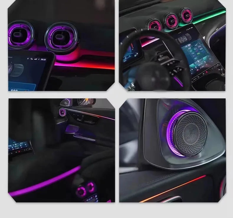 64 Color Dynamic Car Ambient Light for Mercedes-Benz C-Class W206 Turbo Vent Door Speaker Accessories Interior Decoration