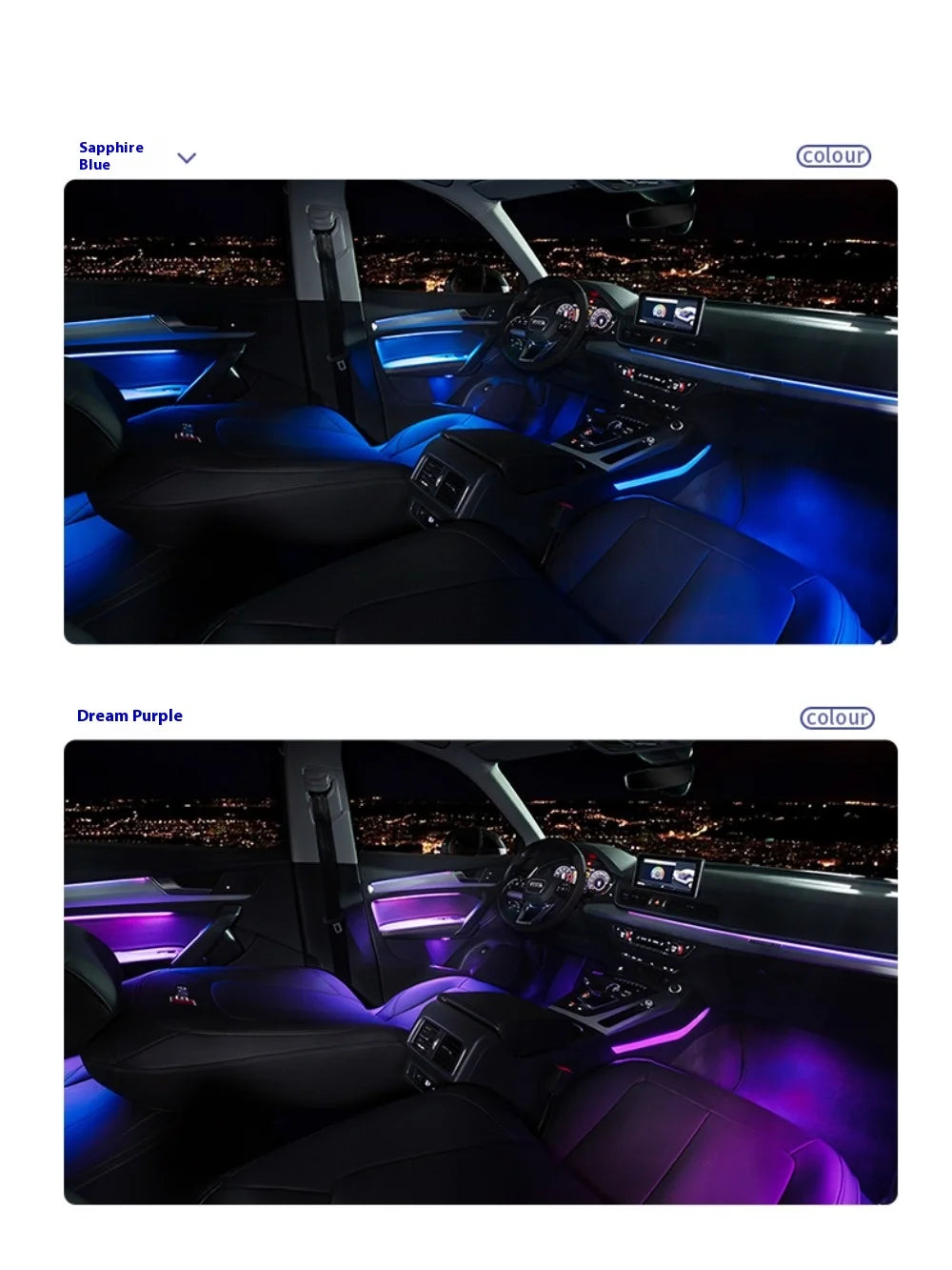 Automotive Inter LED Ambient Light  for Audi Q5 2018-2025 64 color dynamic Atmosphere door Panel Lights  APP control