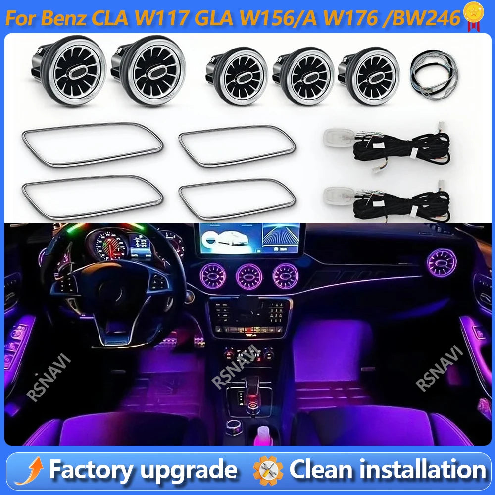 12/256 Colors Ambient Lights Led For Mercedes-Benz W176 X156 W117 W246 GLA CLA A Class Air Vents Turbine Nozzle Lamp Accessory