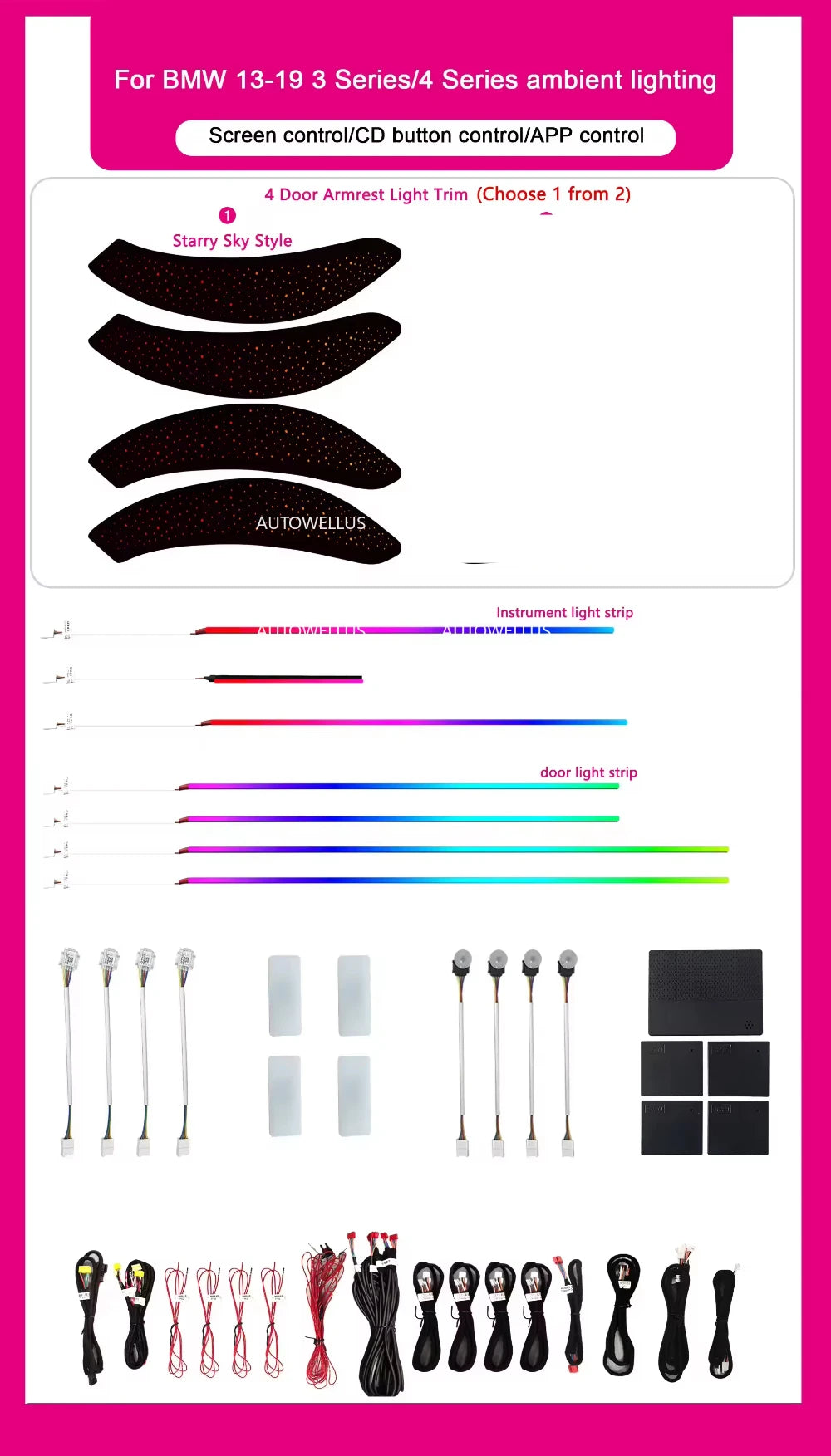 Interior Atmosphere Lighting 64 Color for BMW 2013-2019 3 Series F30 F31 F34 F36 Car Ambient Light Decoration Accessoriesight