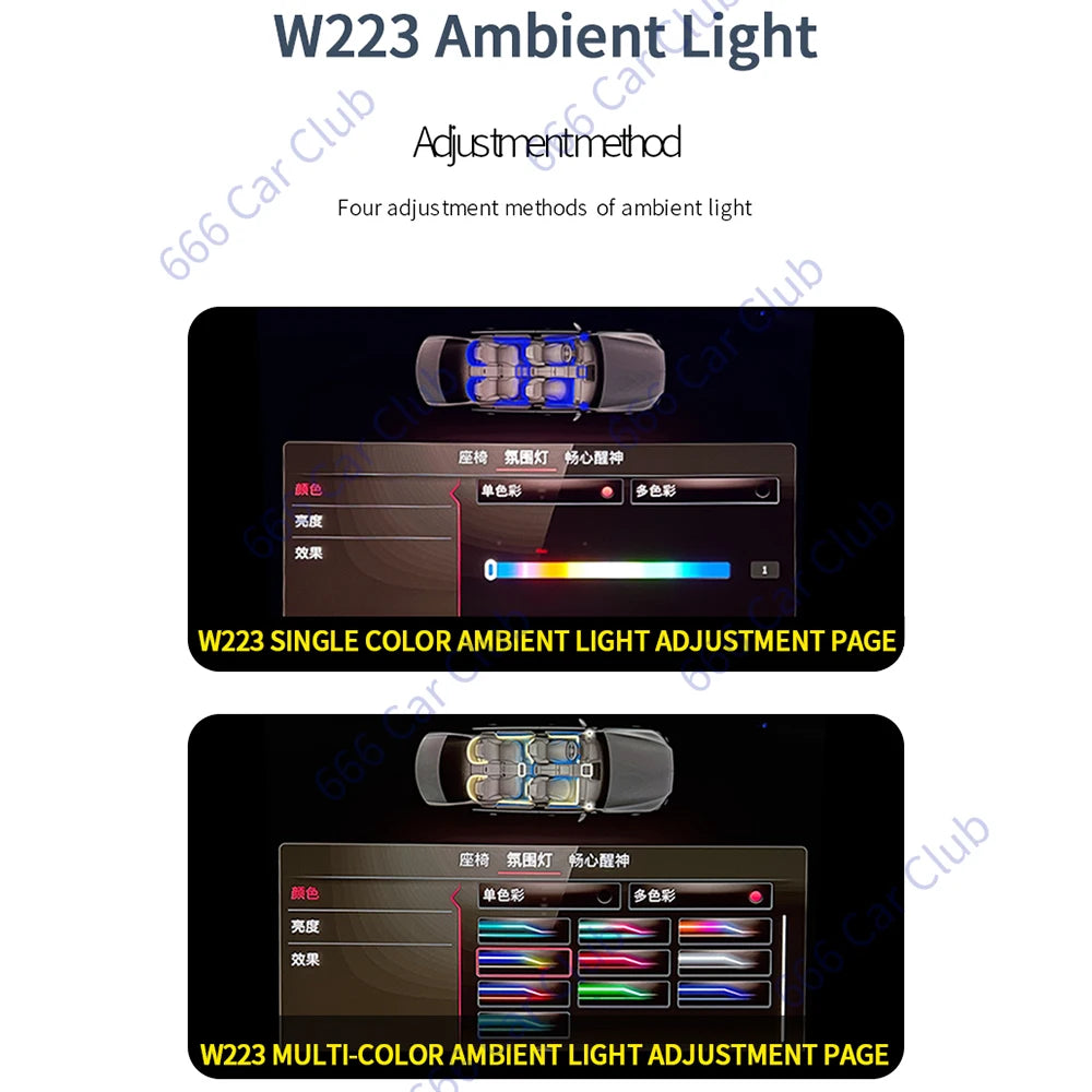 64 Colours Car Roof Surround Speaker For Mercedes-Benz S-Class W223 S450L S500 S480 S680 LED Speaker Cover 4D Rotating Tweeter