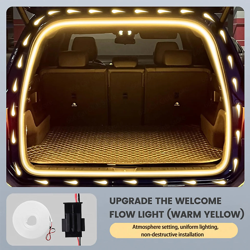 LED Atmosphere Light Mercedes-Benz Trunk Flowing Light Yellow White Tail Box Brightening Car Accessory