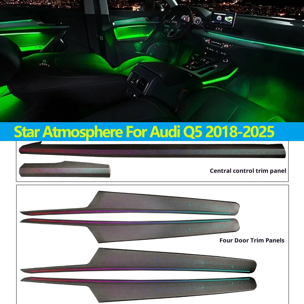 Auto Interior 1:1 Door Mold Panel LED Ambient Lighting With Footlight,Storage Box Lamp Star Atmosphere For Audi Q5 2018-2025