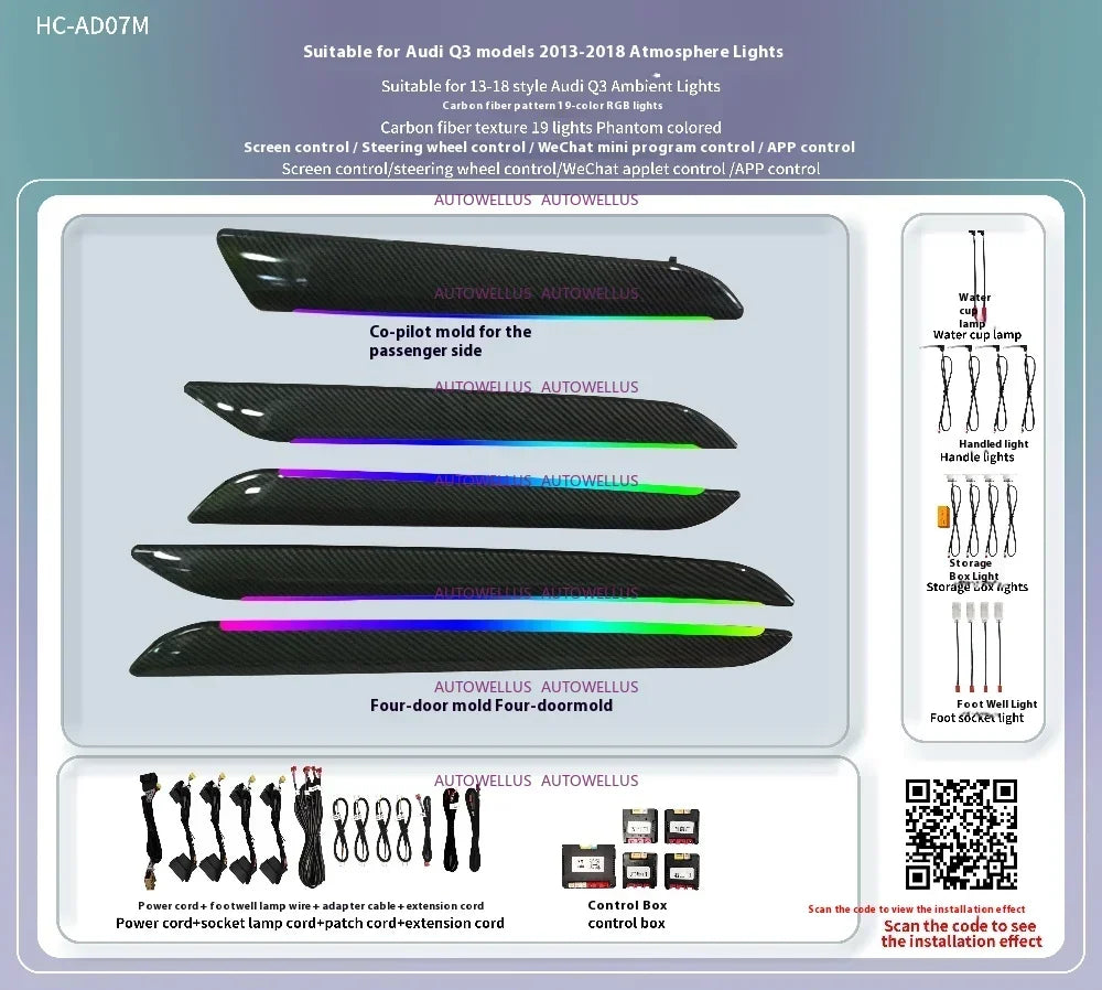 Ambient Light For Audi Q3 2013-2018 environmental Backlight Atmosphere Lamp Kit Symphony Interior LED Lighting Accessories