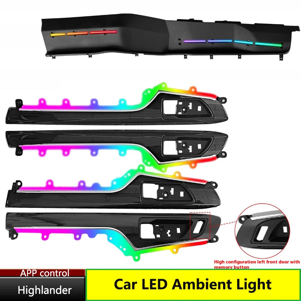 Auto Accessaries1:1 Mold Panel Atmosphere Light For Toyota Highlander 2022 2023 Dynamic Ambient Light Automotive LED Interior Sa