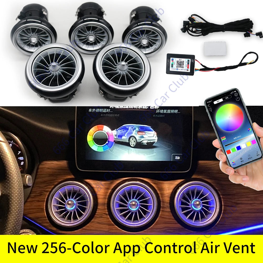 12 Colours Ambient Lights For Mercedes-Benz A/CLA/GLA  W176 W117 W156  A45 CLA45 LED Car Air Vents Turbine Nozzle Decorate Lamp