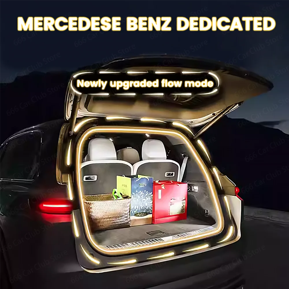 LED Atmosphere Light Mercedes-Benz Trunk Flowing Light Yellow White Tail Box Brightening Car Accessory