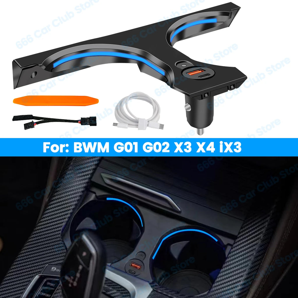 11 Colour LED Cup Holder Light For BMW X3 X4 iX3 X3M X4M G01 G02 Cup Holder Lamp Ambient Light Upgrade Automobiles And Spars