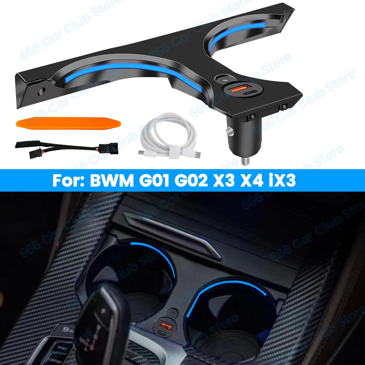 11 Colour LED Cup Holder Light For BMW X3 X4 iX3 X3M X4M G01 G02 Cup Holder Lamp Ambient Light Upgrade Automobiles And Spars