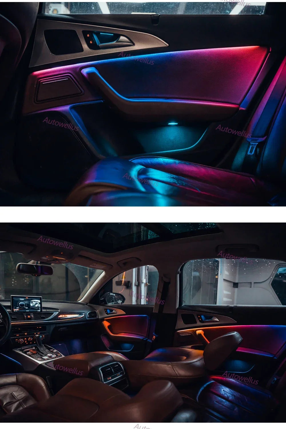 Automotive Inter LED Ambient Light  For Audi A6 C7 RS6 2012-2018  64 color dynamic Atmosphere door Panel Lights  APP control