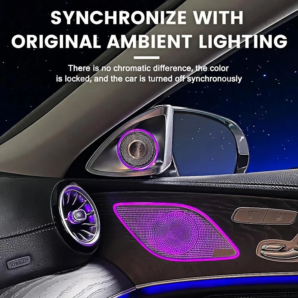 4D Rotation Glow Tweeter Speaker For Mercedes Benz CLS-class W257 C257 Loudspeaker LED Treble Audio Trumpet Horn